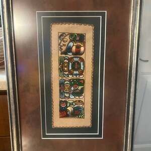 Aztec leather print, custom frame measure 11x16.